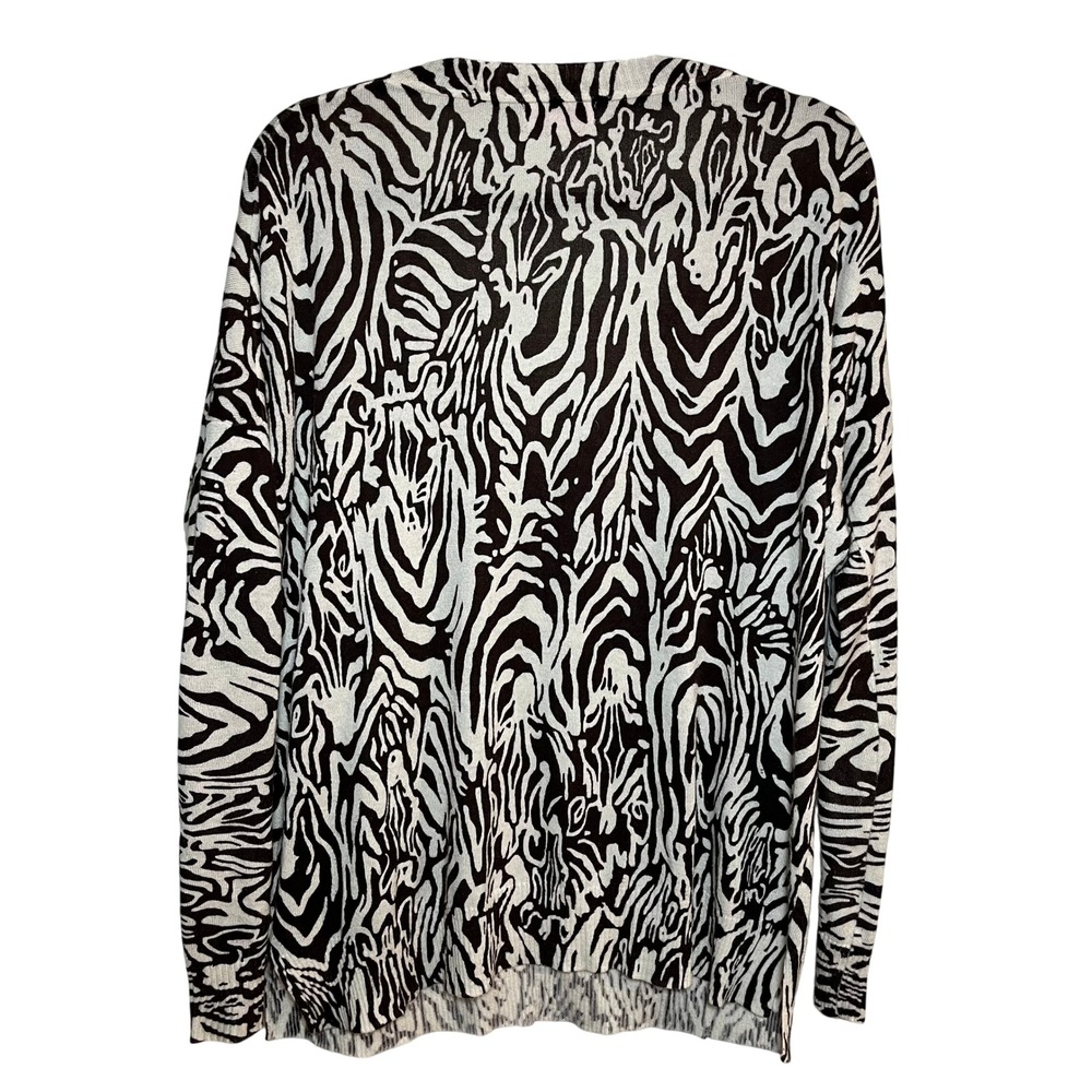 Lilly Pulitzer Brown Zebra V-Neck Sweater Size Small Preppy Y2K Animal Print - Picture 3 of 10